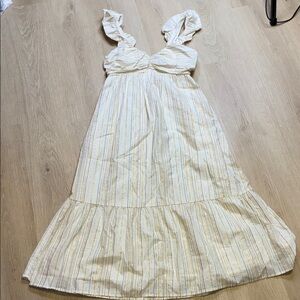 NEW GAP Cream Multicolor Metallic Striped Dress Mommy & Me Maxi Dress XS